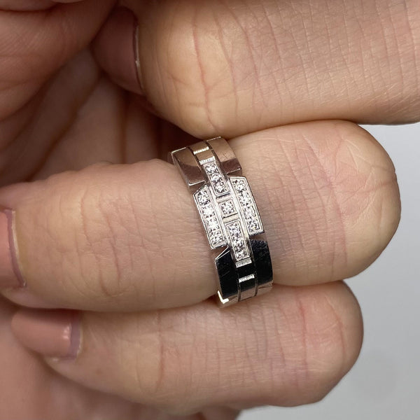 Cartier Paris Maillon Panthere Ring In 18Kt White Gold With VVS Diamonds