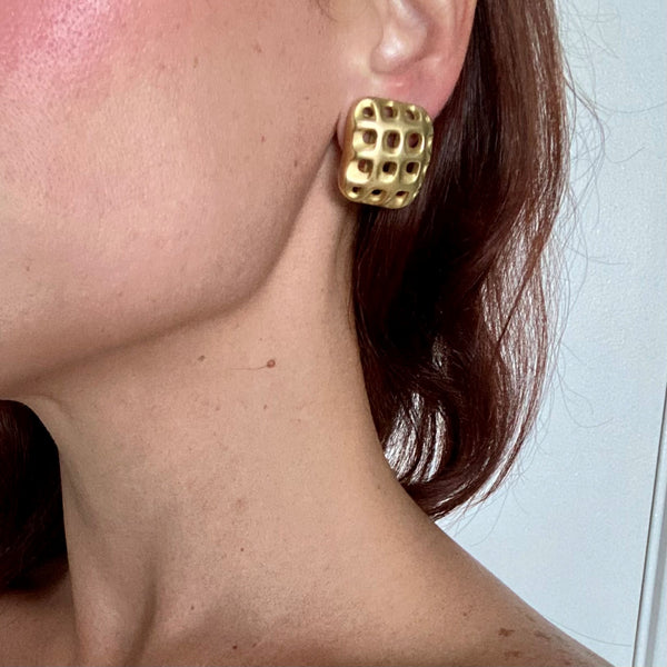 Angela Cummings 1987 New York Studios Perforations Earrings In Solid 18Kt Yellow Gold