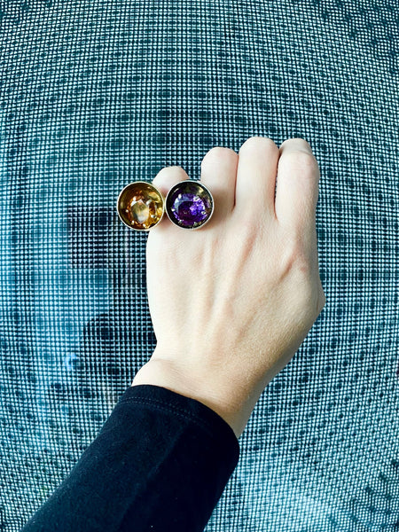 Ultra Modernist 1970 En Tremblant Double Ring In 18Kt Gold With Color Gemstones