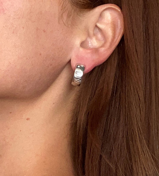 Cartier Paris C De Cartier Huggies Clips Earrings In 18Kt White Gold With VVS Diamonds
