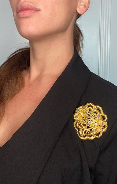 David Webb 1960 New York Pendant Brooch In 18Kt Gold With 2.42 Cts In Gemstones