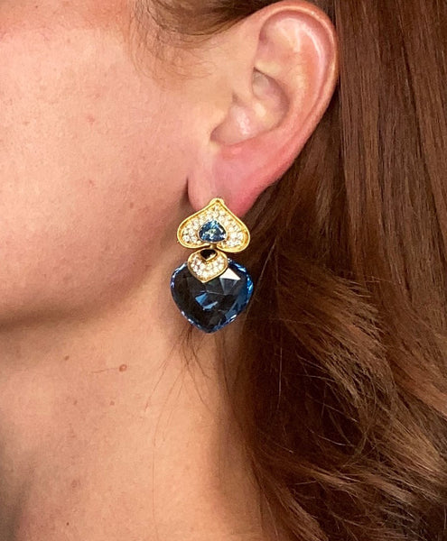 FRENCH MODERNIST Clips-On Earrings In 18Kt Gold And 88.12 Ctw In Diamonds & Gemstones