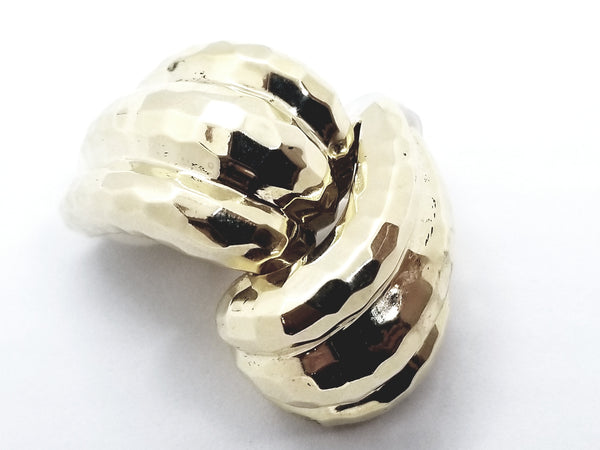 TEMPLE SAINT CLAIR 14 KT GOLD HAMMERED FINISH EARRINGS