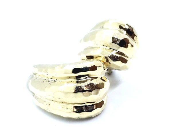 TEMPLE SAINT CLAIR 14 KT GOLD HAMMERED FINISH EARRINGS