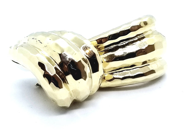 TEMPLE SAINT CLAIR 14 KT GOLD HAMMERED FINISH EARRINGS