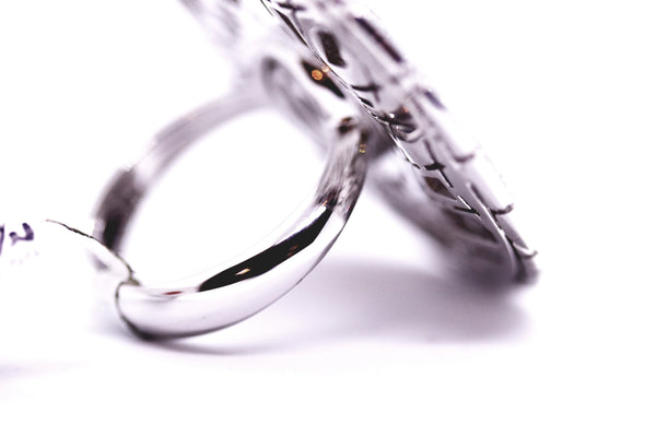 PALMIERO MASSIVE RING WITH DIAMOND 18 KT WHITE GOLD