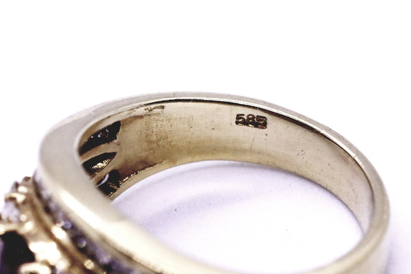 RUBY & DIAMONDS CLASSICAL 14 KT GOLD RING