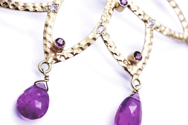 CAMPIDOGLIO 18 KT GOLD PINK TOURMALINE AND DIAMONDS EARRINGS