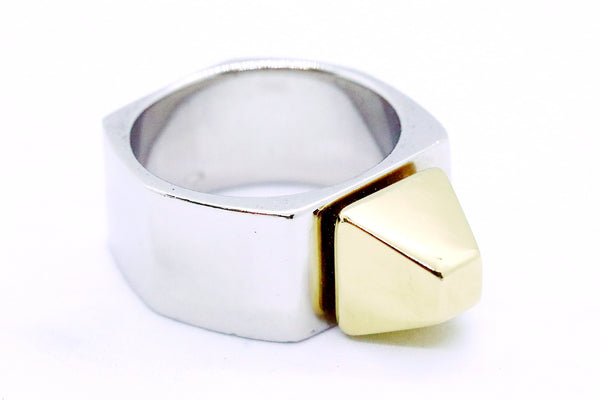 YVES SAINT LAURENT PIRAMIDE STERLING & GOLD RING