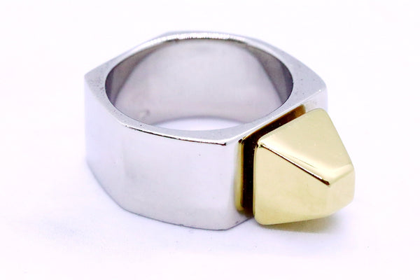 YVES SAINT LAURENT PIRAMIDE STERLING & GOLD RING