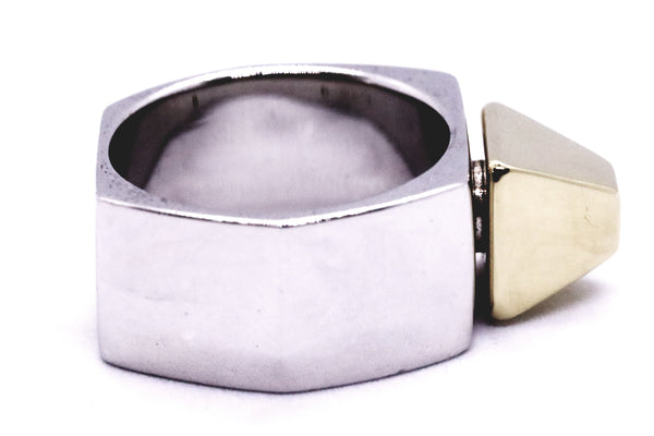 YVES SAINT LAURENT PIRAMIDE STERLING & GOLD RING