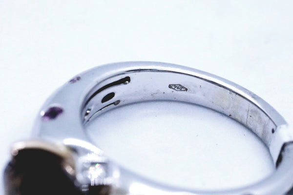 LUCA CARATI 18 KT GOLD SMOKE TOPAZ AND PINK SAPPHIRE RING