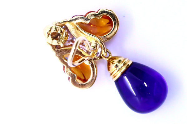 AMETHYST BRIOLETTE & CARVE CITRINE 18 KT DIAMONDS DAY & NIGHT EARRINGS