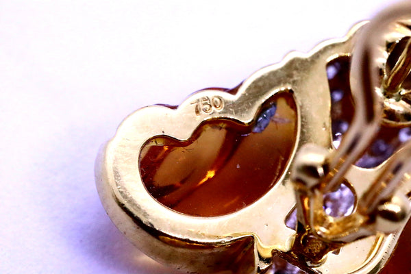 AMETHYST BRIOLETTE & CARVE CITRINE 18 KT DIAMONDS DAY & NIGHT EARRINGS