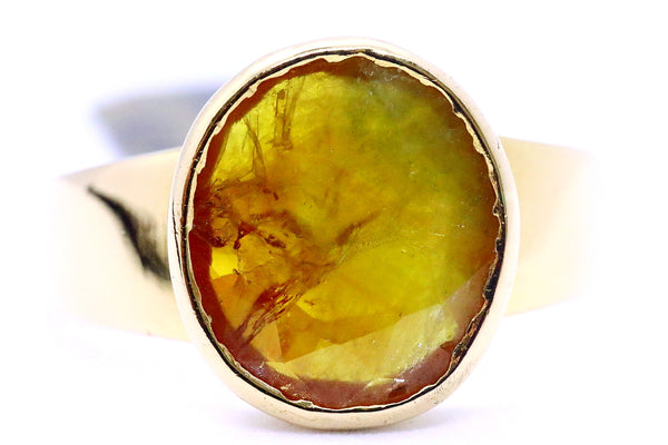 SLICED OVAL ORANGE 6 Cts DIAMOND 18 KT RING