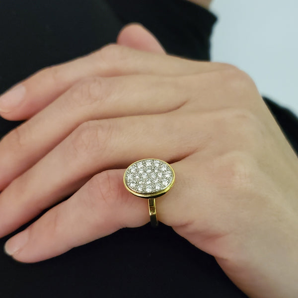 CARTIER 1970 By Dinh Van Cocktail Ring In 18Kt & Platinum With 1.20 Cts Diamonds