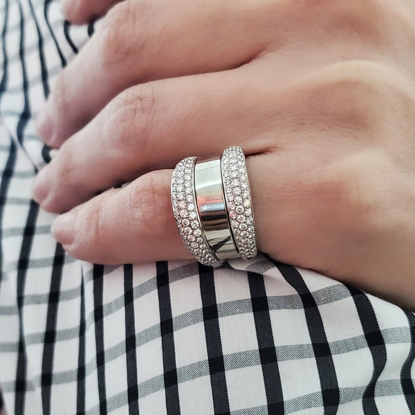 Chopard Swiss Strada Double Band Ring In 18Kt White Gold With 2.01 Cts Diamonds