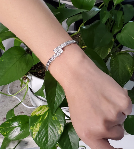 Cartier Paris Flexible Tectonique Bracelet Bangle In 18Kt White Gold With 3.78 Ctw Diamonds