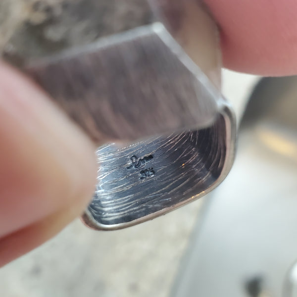 -Scandinavian 1960 Brutalist Cocktail Ring In Sterling Silver With Rock Quartz