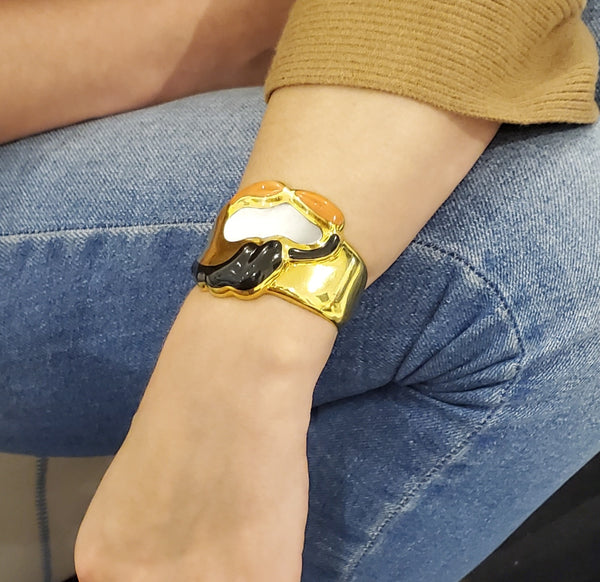 -Tiffany Co. 1977 Elsa Peretti Escorpio Cuff Bracelet In 18Kt Yellow Gold With Gemstones