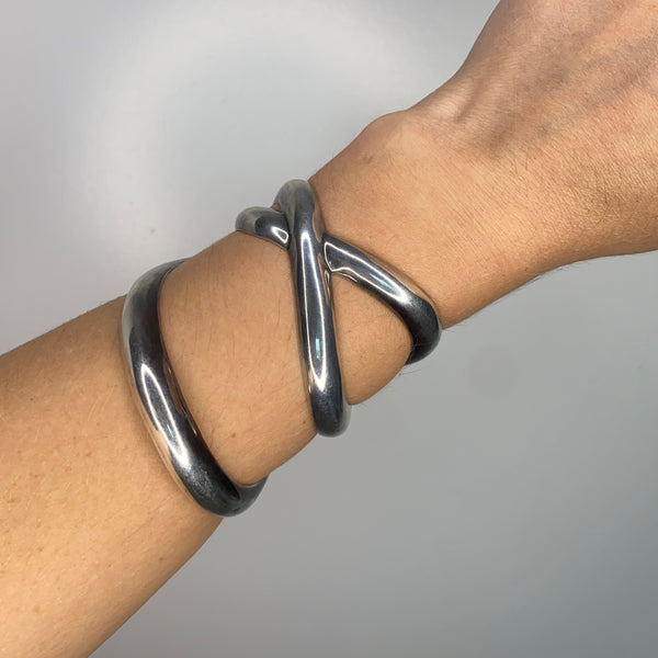 Angela Cummings 1984 New York Bold Wired Bangle Cuff In Solid .925 Sterling Silver