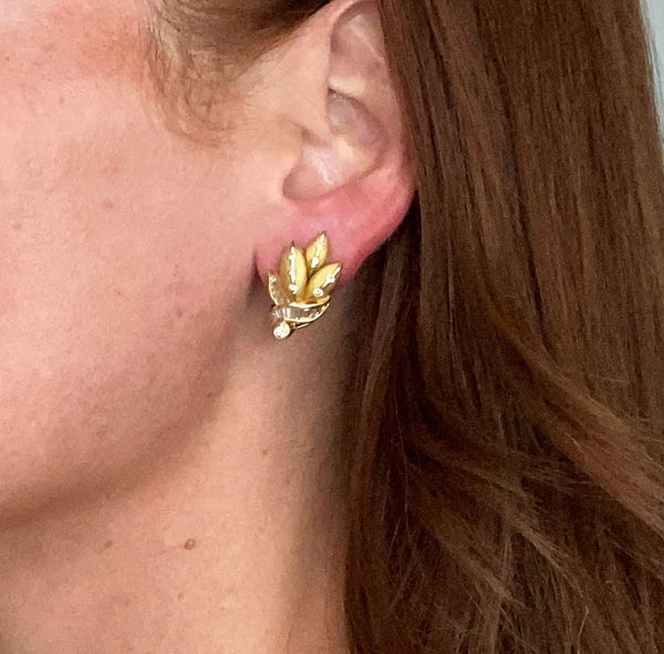 Italian Convertible Day And Night Cluster Drop Earrings In 18Kt Gold With 15.12 Cts Diamonds