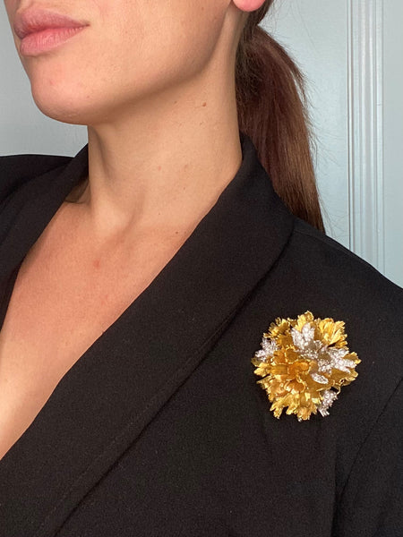 EMIL MEISTER 1955 Swiss 18Kt And Palladium Pendant Brooch With 2.76 Ctw In VS Diamonds