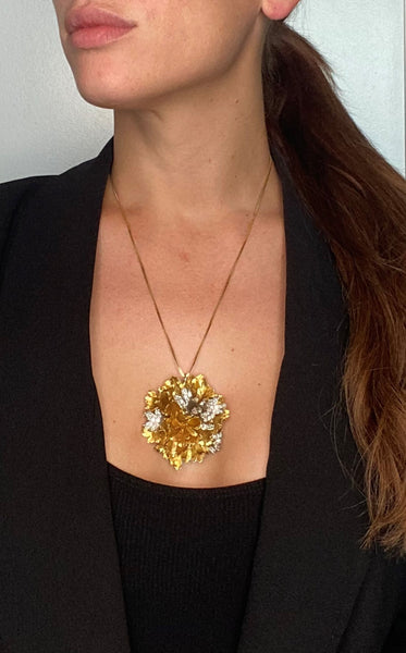 EMIL MEISTER 1955 Swiss 18Kt And Palladium Pendant Brooch With 2.76 Ctw In VS Diamonds