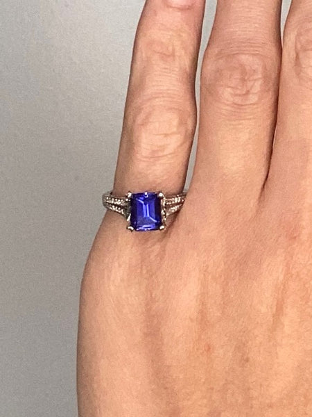 Charles Krypell Modern Ring In Platinum With 4.91 Ctw In Diamonds And Tanzanite