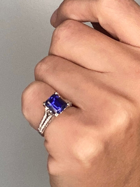 Charles Krypell Modern Ring In Platinum With 4.91 Ctw In Diamonds And Tanzanite