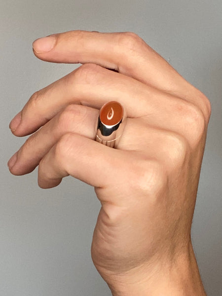 Boucheron Paris Dome Cocktail Ring 18Kt White Gold With Vivid Orangish Carnelian