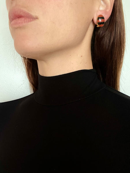 Tiffany And Co. 1977 By Ralph Lauren Geometric Clips Earrings In 18Kt Gold With Inlaid Gems