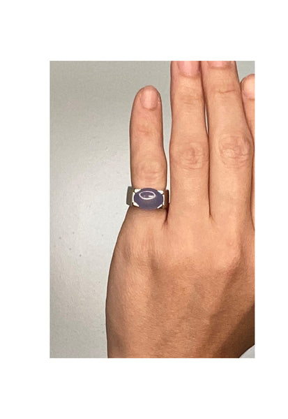 Cartier Paris Tankissine Chevalier Ring In 18Kt White Gold With 8.65 Cts Blue Gray Chalcedony