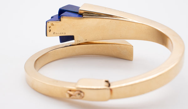 Mellerio 1970 Paris Very Rare 18Kt Gold Geometric Bracelet With Blue Lapis Lazuli