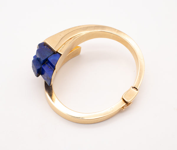 Mellerio 1970 Paris Very Rare 18Kt Gold Geometric Bracelet With Blue Lapis Lazuli
