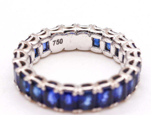 Eternity Band Ring In 18Kt White Gold With 5.58 Cts In Vivid Blue Sapphires