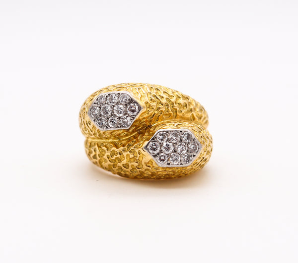 *Cartier Paris 1960 Toi et Moi Ring in Textured 18 kt Yellow Gold with VS Diamonds