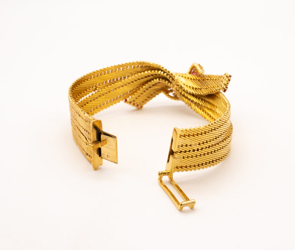 CARTIER 1960 PARIS 18 KT RETRO BRACELET WITH 2.64 Ctw OF DIAMONDS & BURMA RUBIES