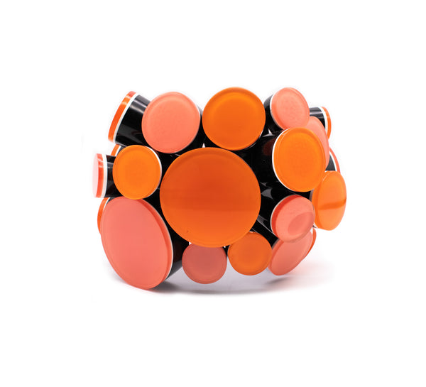 GERDA LYNGGAARD MONIES 1998 FRANCE VINTAGE STATEMENT BRACELET IN PEACH LUCITE