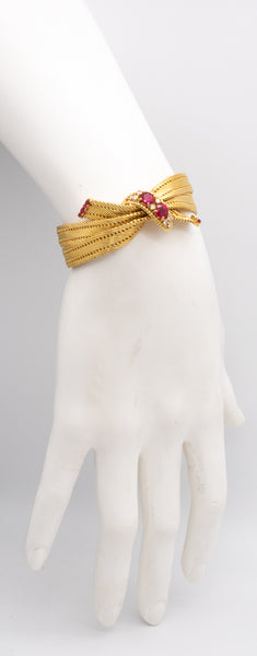 CARTIER 1960 PARIS 18 KT RETRO BRACELET WITH 2.64 Ctw OF DIAMONDS & BURMA RUBIES