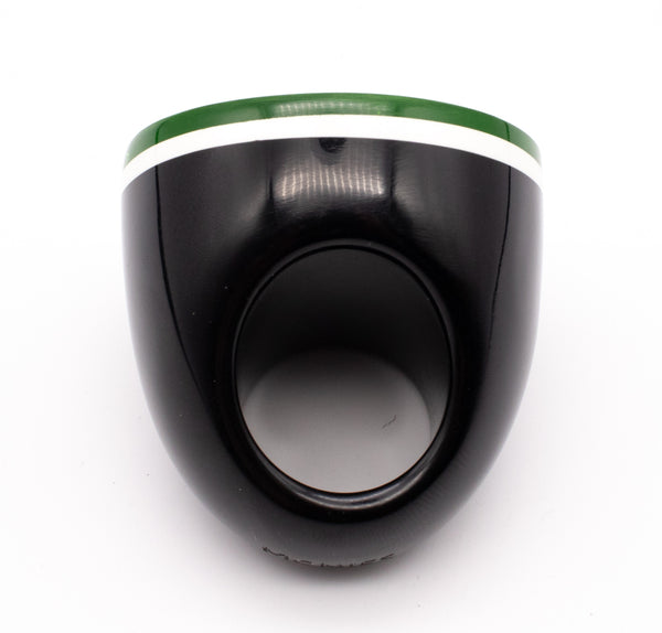 GERDA LYNGGAARD MONIES 1998 FRANCE VINTAGE STATEMENT RING IN GREEN LUCITE