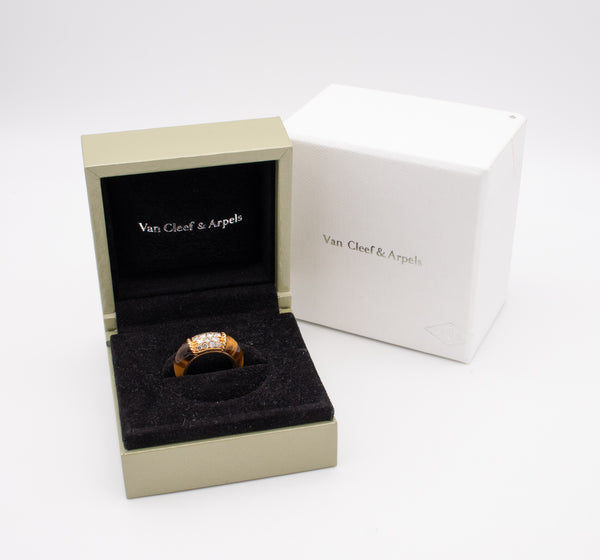 Van Cleef And Arpels Paris Philippines Ring In 18Kt Yellow Gold With Diamonds And Tiger Eye