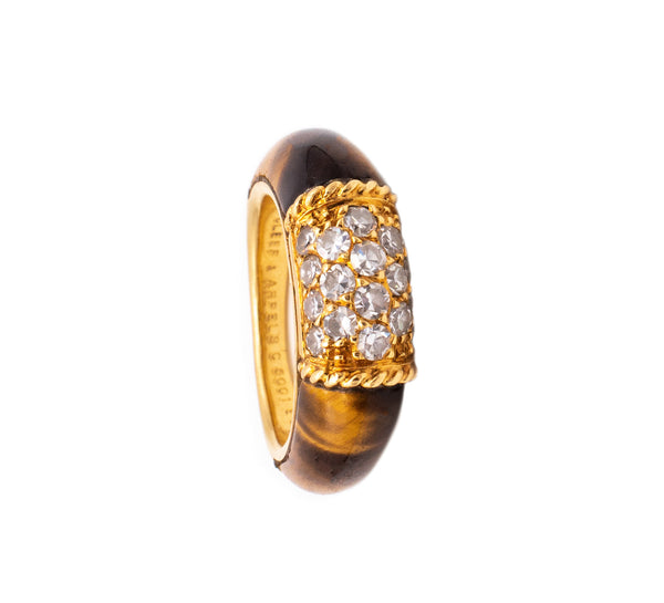 Van Cleef And Arpels Paris Philippines Ring In 18Kt Yellow Gold With Diamonds And Tiger Eye