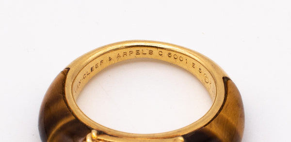 Van Cleef And Arpels Paris Philippines Ring In 18Kt Yellow Gold With Diamonds And Tiger Eye