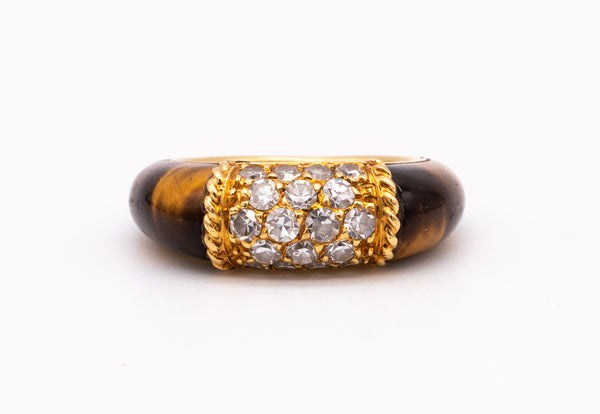 Van Cleef And Arpels Paris Philippines Ring In 18Kt Yellow Gold With Diamonds And Tiger Eye