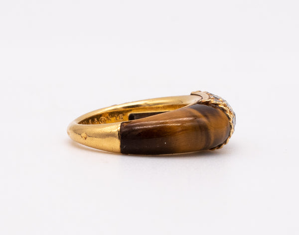 Van Cleef And Arpels Paris Philippines Ring In 18Kt Yellow Gold With Diamonds And Tiger Eye