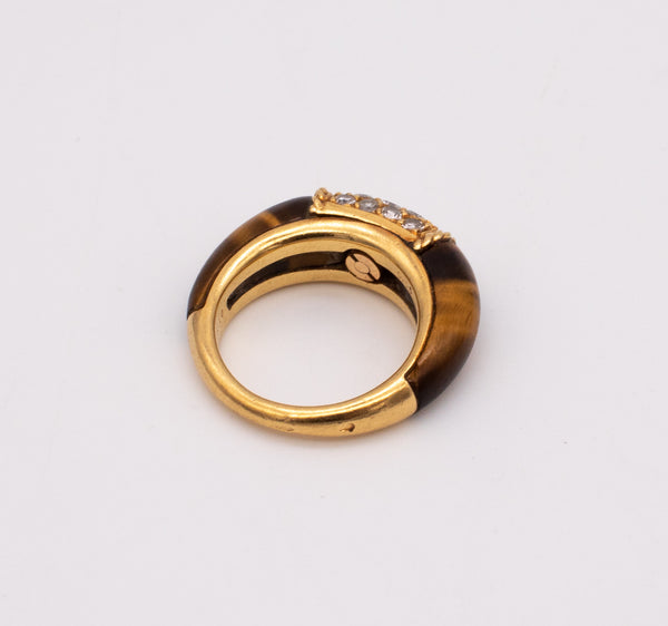 Van Cleef And Arpels Paris Philippines Ring In 18Kt Yellow Gold With Diamonds And Tiger Eye