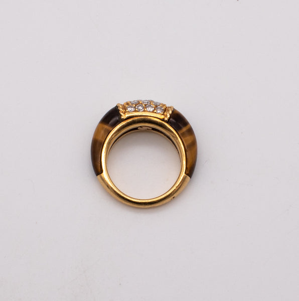 Van Cleef And Arpels Paris Philippines Ring In 18Kt Yellow Gold With Diamonds And Tiger Eye
