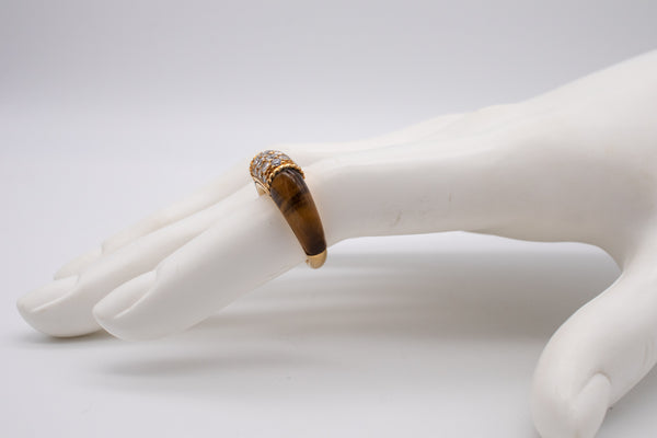 Van Cleef And Arpels Paris Philippines Ring In 18Kt Yellow Gold With Diamonds And Tiger Eye