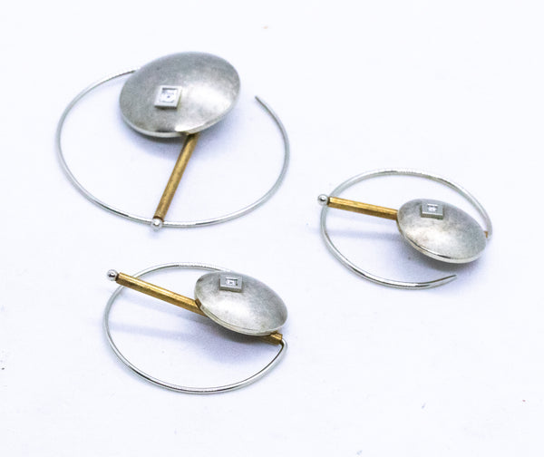 JEANNETTE FOSSAS STUDIO JEWELRY SET OF EARRINGS & BROOCH